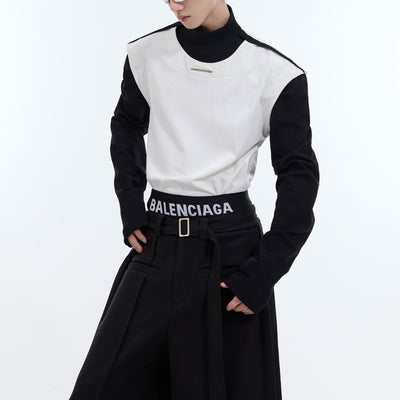Blusa Ajustada de Diseño Deconstruido Dos Tonos