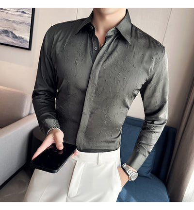 Camisa Larga Hombre Ice Silk Textura Premium - Transpirable y Fresca - Image 32