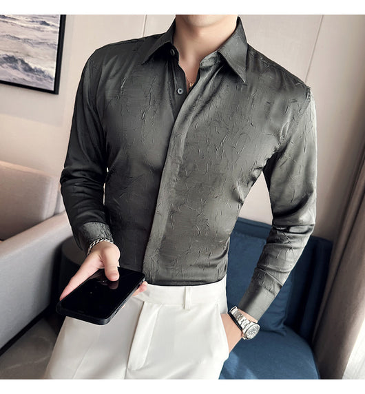 Camisa Larga Hombre Ice Silk Textura Premium - Transpirable y Fresca - Image 32