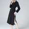 Vestido Largo Elegante Manga Larga Corte Slim con Movimiento