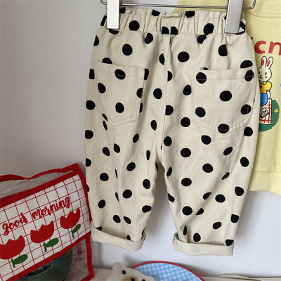 Pantalones Casuales Infantiles con Estampado Puntitos, Lavado Vintage - Image 9