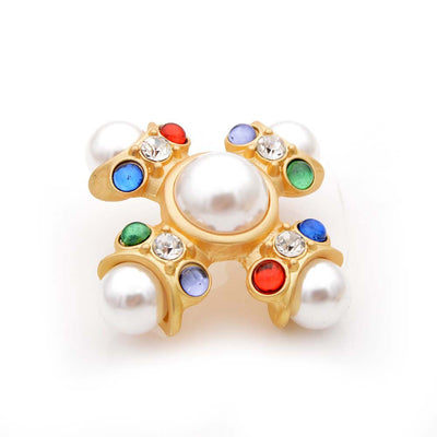 Broche Cruz de Perlas de Vidrio Coloreado - Image 7