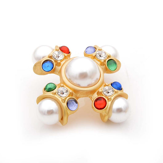 Broche Cruz de Perlas de Vidrio Coloreado - Image 7