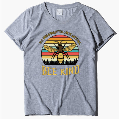 Camiseta Suelta Estampado Abeja con Letras - Diseño Moderno y Cómodo - Image 2
