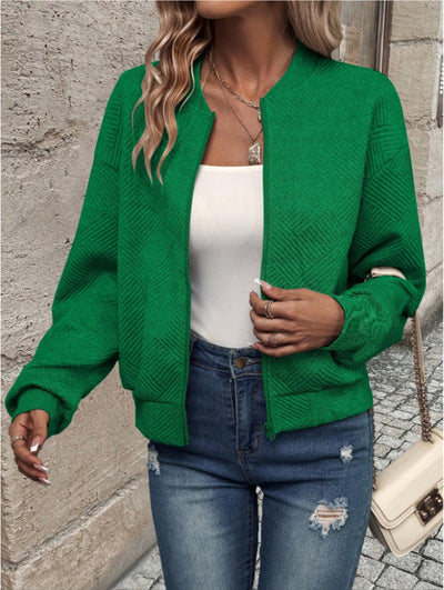Chaqueta Abrigo de Mujer con Cierre de Color Sólido - Image 6