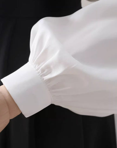 Blusa Blanca con Moño de Satén en Solapa para Mujer - Image 8