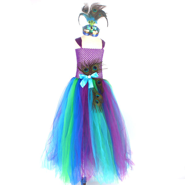 Conjunto de Vestido Infantil con Malla y Volantes