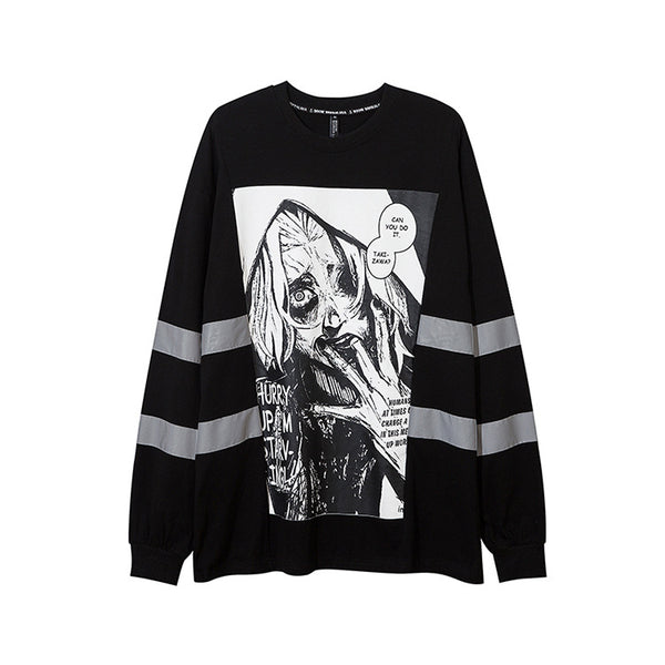 Playera Gótica de Manga Larga Estampada para Hombre
