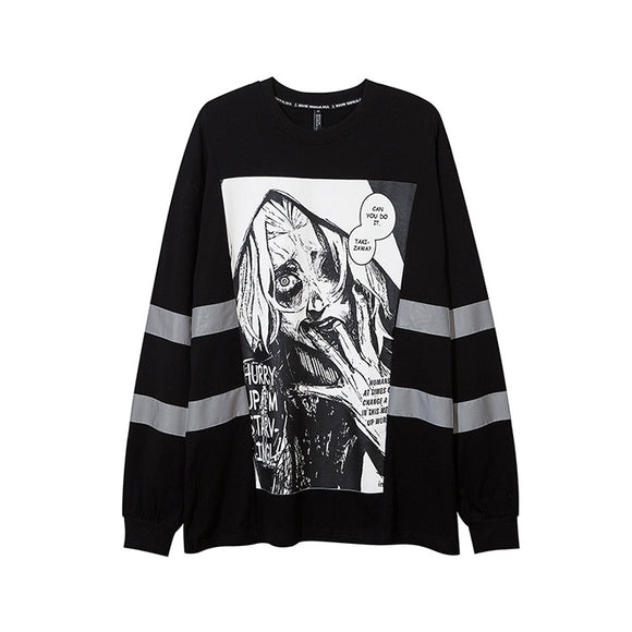 Playera Gótica de Manga Larga Estampada para Hombre