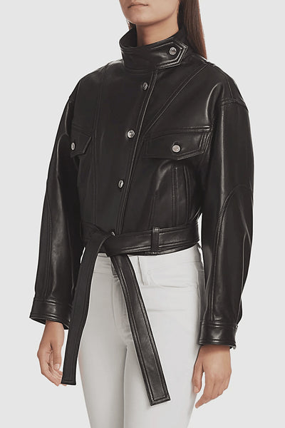 Chaqueta Vaquera con Cinturón de Cuero Suave y Lana Texturizada - Image 6
