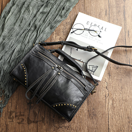 Bolsa Satchel de Cuero Curtido al Vegetal con Acabado Vintage - Image 14