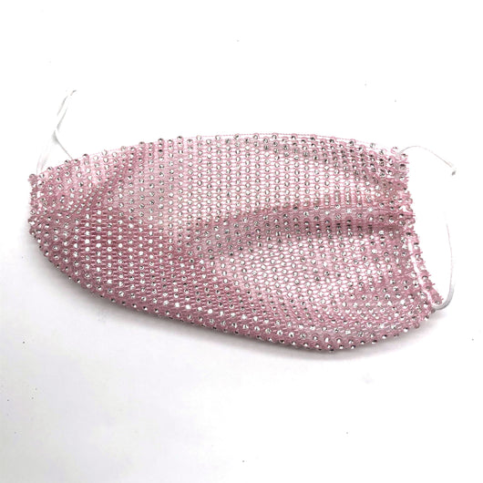 Close-up of a blue mesh fabric adorned with numerous small, clear rhinestones, creating a sparkling texture. - Image 7