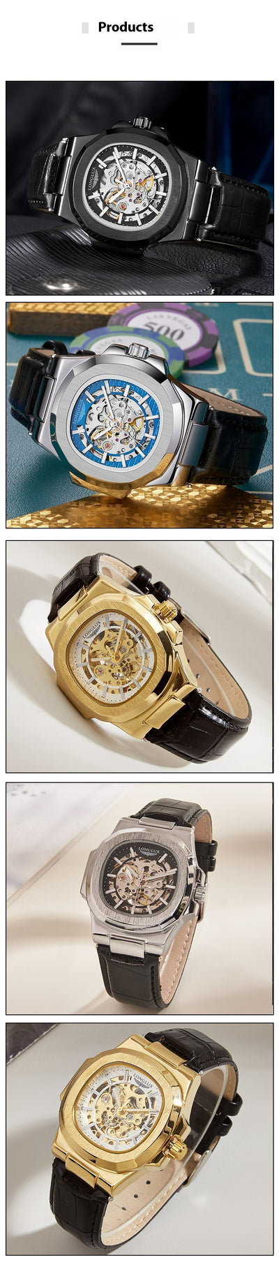 Reloj Mecánico Impermeable para Hombre con Correa de Cuero Barril - Image 14