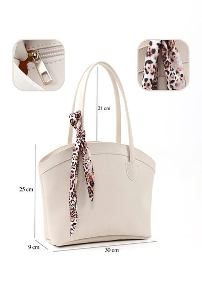 Bolso de Cuero Sintético con Correa y Pañuelo - Cartera Crossbody Blanca para Mujer - Image 3