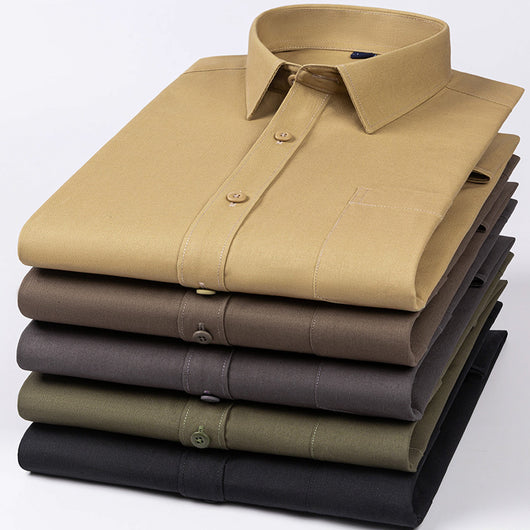 Camisa de Algodón Manga Larga Khaki para Hombre - Primavera