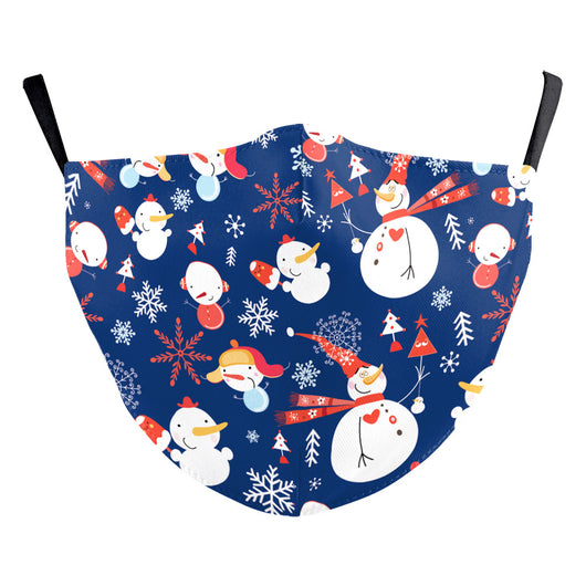 Green Christmas dustproof face mask with a festive pattern of red and gold ornaments, candy canes, gingerbread, and "Merry Christmas!" text. - Image 14