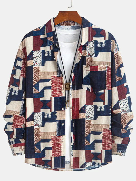 Camisa Manga Larga Estampada a Rayas para Hombre - Image 22