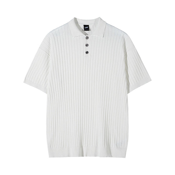 Camiseta Hombre Rayas Manga Corta Cuello Solapa Fit Relajado