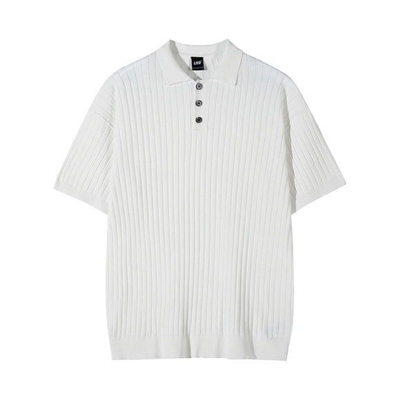 Camiseta Hombre Rayas Manga Corta Cuello Solapa Fit Relajado
