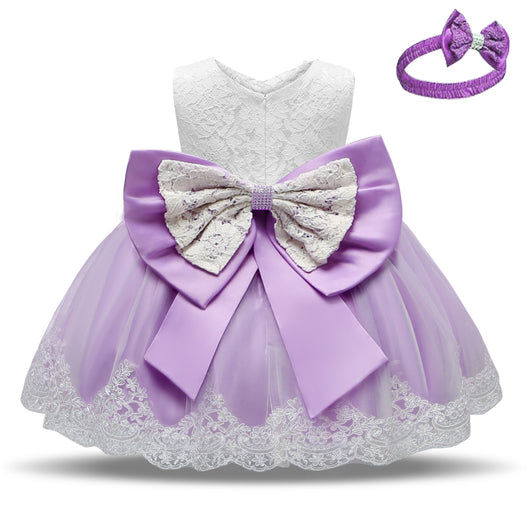 Vestido de Princesa para Primer Año con Moño y Encaje - Image 5