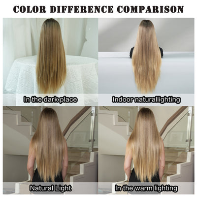 Peluca Larga Degradado Dorado Fibra Sintética Premium Cabello Liso Natural - Image 19