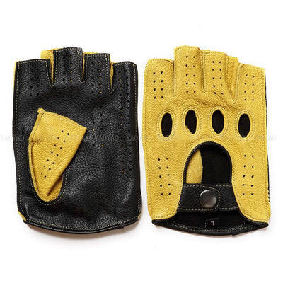 Guantes de Cuero Mitad Dedo para Motociclismo y Actividades al Aire Libre - Image 13