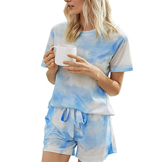 Pijama Tie Dye Estilo Europeo Manga Corta para Casa - Image 23