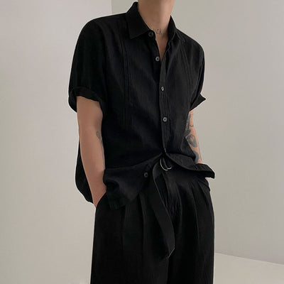 Camisa Holgada Manga Corta para Hombre con Diseño Moderno - Image 6