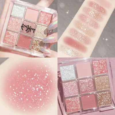 Paleta de Sombras Nueve Colores - Tonos Fríos y Cálidos con Acabado Shimmer y Matte - Image 10