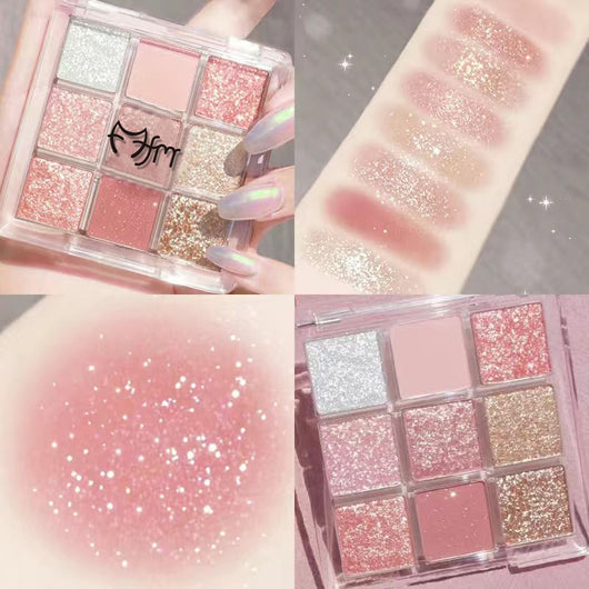 Paleta de Sombras Nueve Colores - Tonos Fríos y Cálidos con Acabado Shimmer y Matte - Image 10