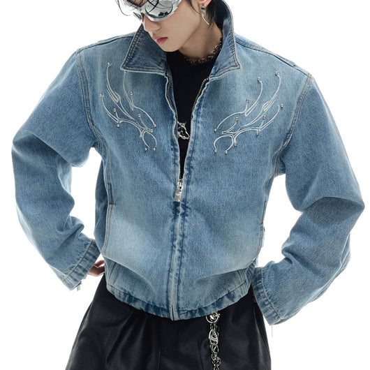 Chaqueta Denim Vintage Lavado Pesado con Remaches Reforzados