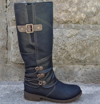 Botas Caballero Mujer Punta Redonda Tacón Bajo Cuadrado - Image 8