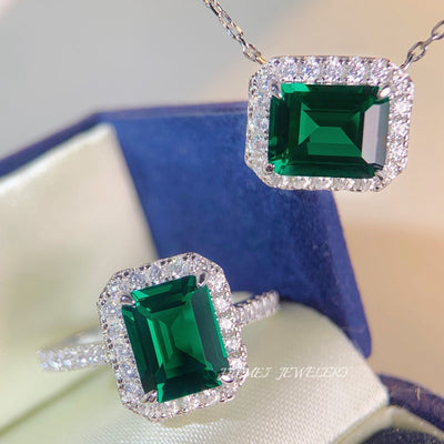 Aretes de Esmeralda 3 Quilates con Diamantes de Alto Carbono para Mujer - Image 7