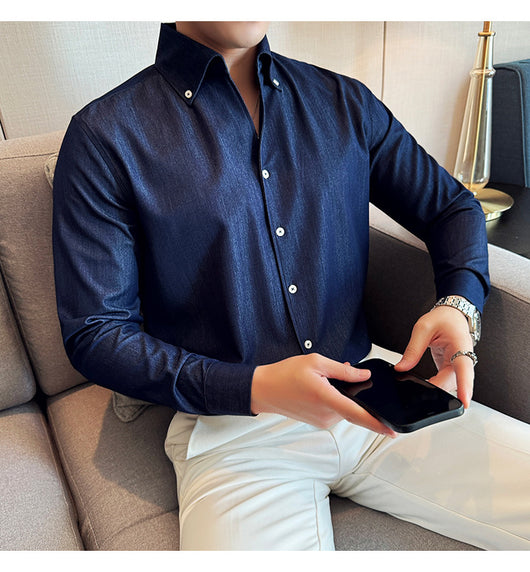 Camisa Denim de Manga Larga para Hombre - Image 10