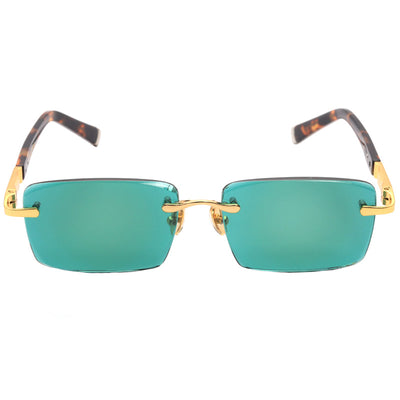 Gafas de Sol Verde Oscuro sin Marco con Detalles Elegantes - Image 4