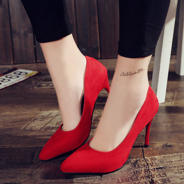 Tacones Altos Coreanos de Boca Abierta para Mujer