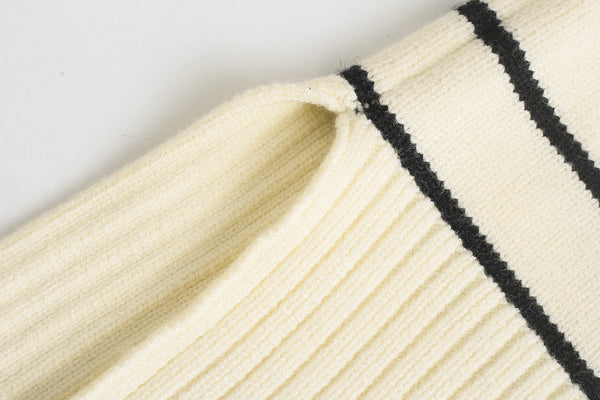 Suéter Cardigan Rayado de Manga Larga para Otoño