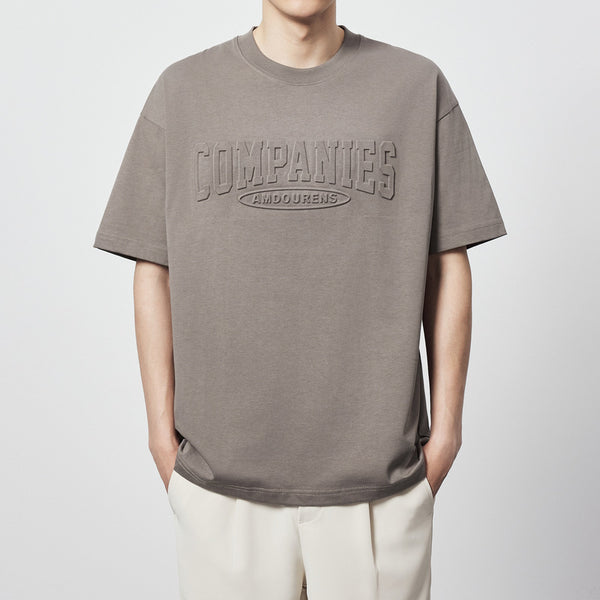 Camiseta Suelta de Algodón con Estampado de Letras y Cuello Redondo