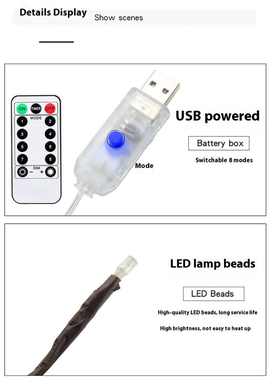 Lámpara LED de Rama Natural con Luz Cálida para Decoración Navideña - Image 14
