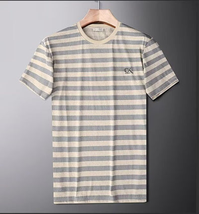 Camisa Slim Fit de Seda de Hielo con Rayas - Manga Corta Hombre - Image 10