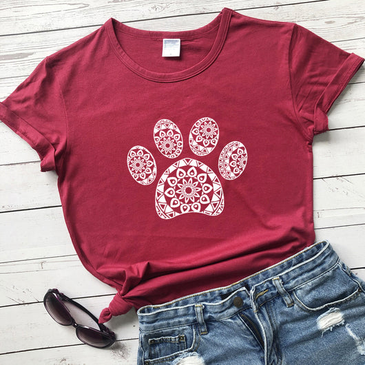 Camiseta Suelta Estampado Huellas Animales para Hombre y Mujer - Image 12