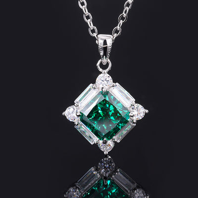 Conjunto de Anillo Plata 925 Esmeralda y Diamante Princesa Cuadrado - Image 2
