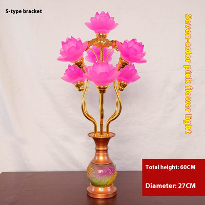 Linterna LED de Loto en Vidrio Coloreado para Altar Budista - Image 21