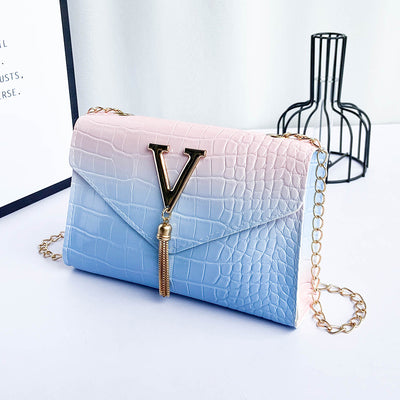 Bolso Cuadrado Pequeño con Cadena de Borlas y Degradado de Colores - Image 6