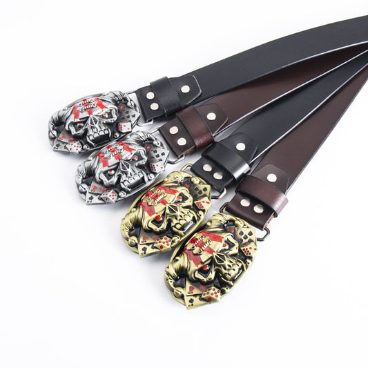 Cinturón de Cuero con Diseño Calavera Minimalista - Image 2