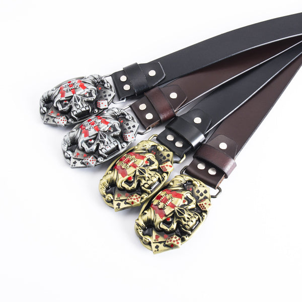 Cinturón de Cuero con Diseño Calavera Minimalista