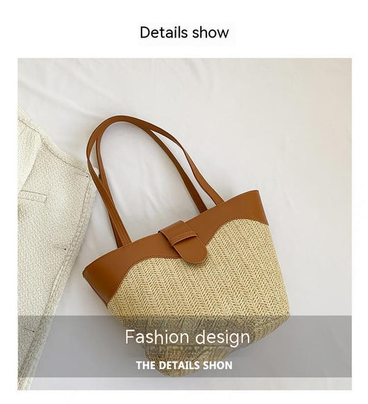 Bolso Tejido de Gran Capacidad con Diseño Patchwork para Mujer - Image 16