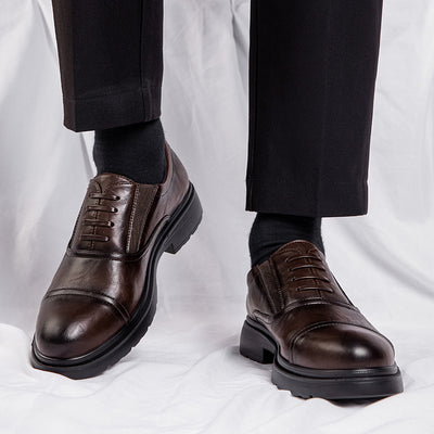 Zapatos Casuales de Cuero Genuino para Hombre con Suela Blanda Elevada - Image 4