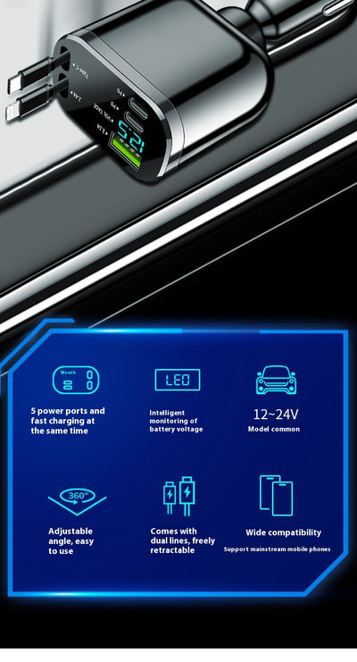 Cargador de Auto Encendedor Doble con Cable Flexible Plegable - Image 7