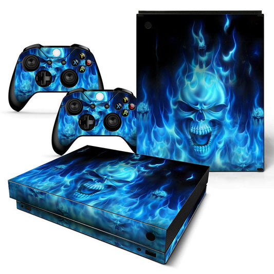 Psychedelic game console and controller stickers featuring a vibrant cannabis leaf and mushroom design.